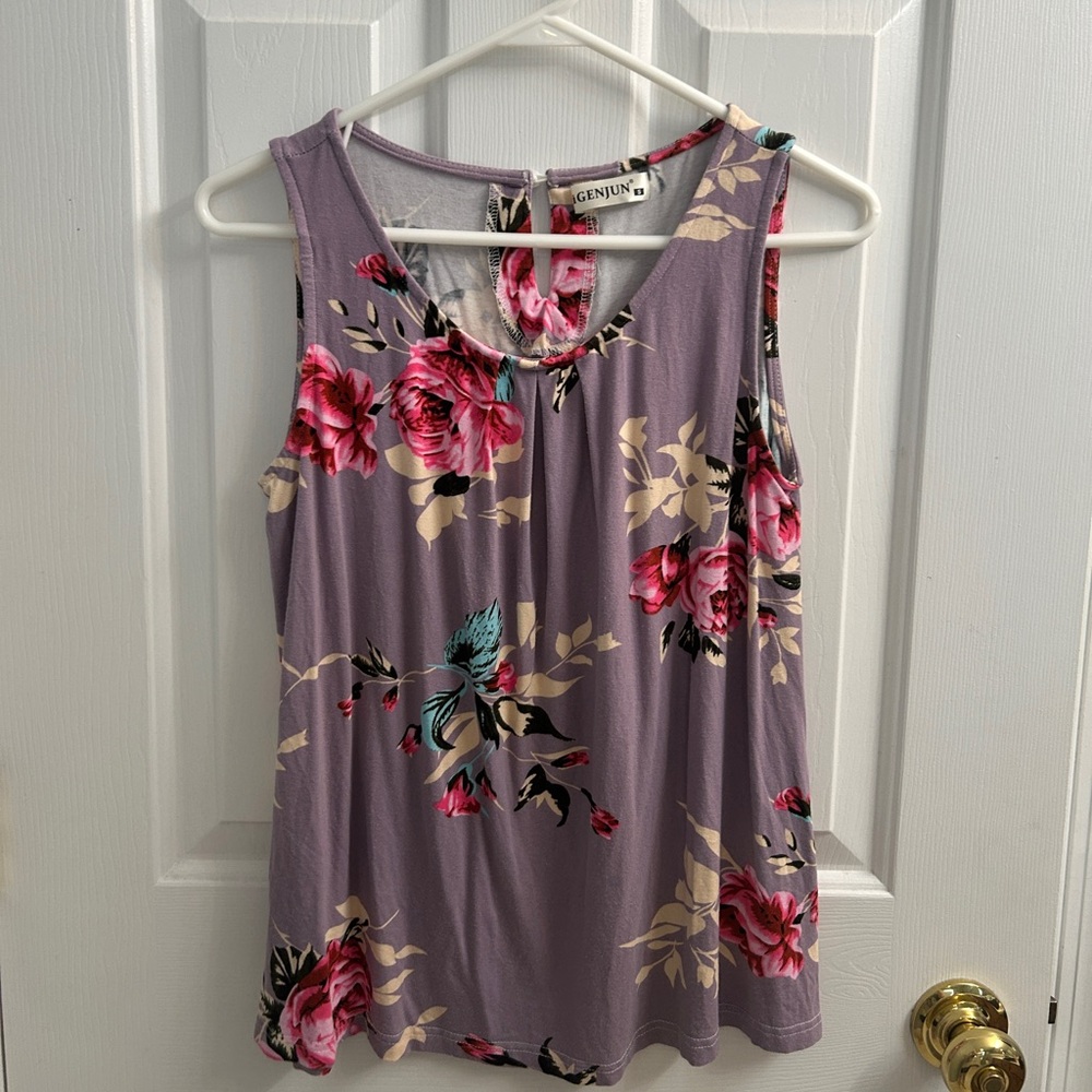 Women's Floral Purple Tank Top